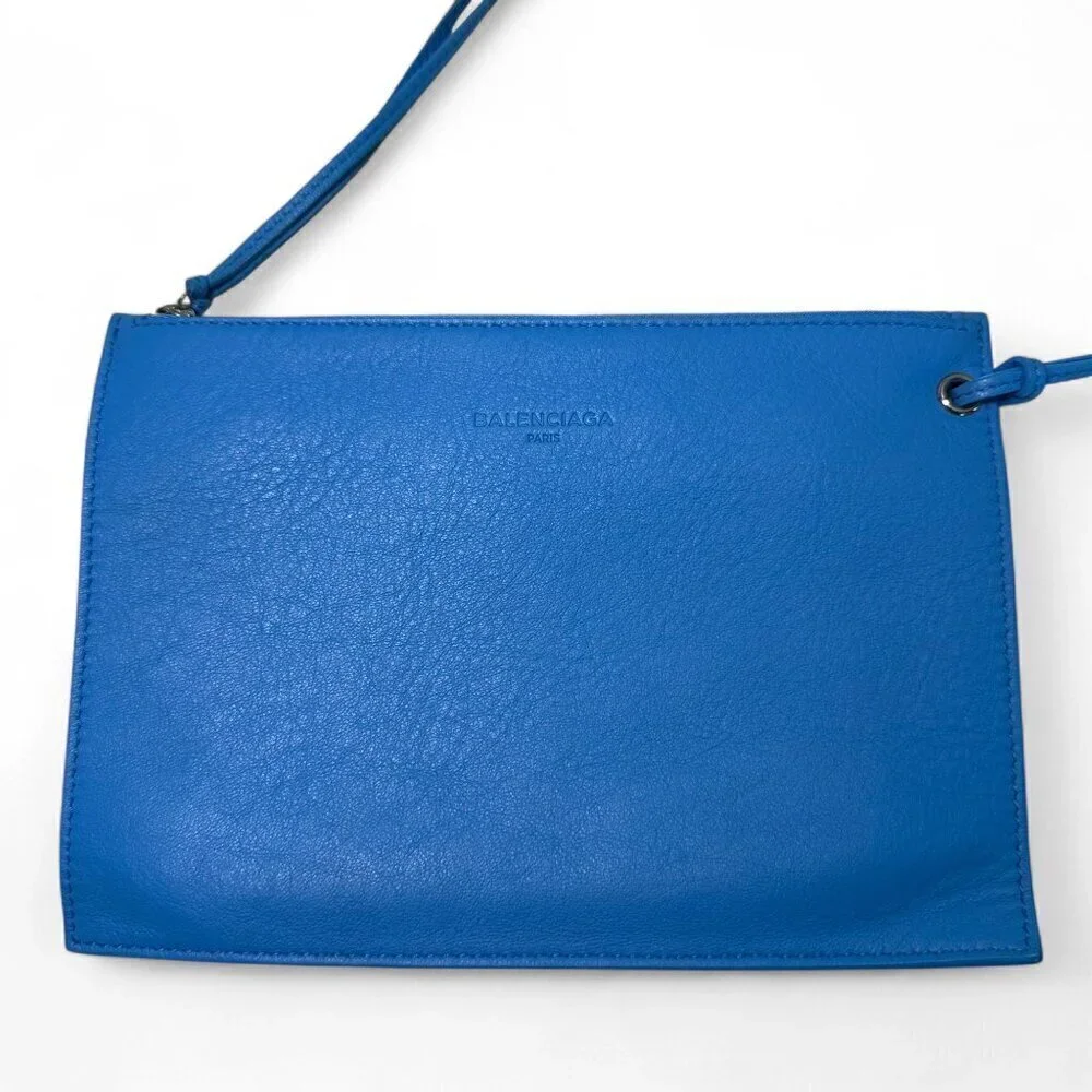 Balenciaga Blue Leather Wristlet - NWOT